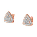 14K Rose Gold over .925 Sterling Silver Diamond-Accented Trillion Shaped 4-Stone Halo-Style Stud Earrings (H-I Color, I2-I3 Clarity)-4
