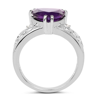 2.71 Carat Genuine Amethyst and White Topaz .925 Sterling Silver Ring - 0
