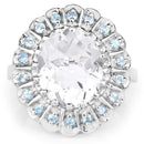 5.90 Carat Genuine Crystal Quartz and Swiss Blue Topaz .925 Sterling Silver Ring-3