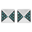 14K White Gold 1/4 Cttw Treated Blue Diamond Pyramid Stud Earring (Blue Color, SI1-SI2 Clarity)-1