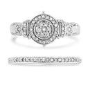 .925 Sterling Silver 1/3 Cttw Diamond 7 Stone Cluster and Halo Engagement Ring and Wedding Band Set (I-J Color, I1-I2 Clarity) - Size 7-2
