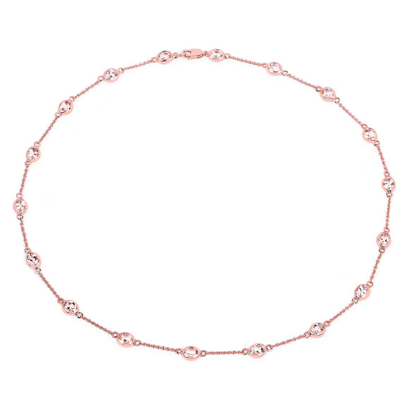 14K Rose Gold Plated 4.50 Carat Genuine Morganite .925 Sterling Silver Necklace