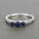 0.56 Carat Genuine Blue Sapphire and White Diamond 14K White Gold Ring-4