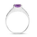 1.33 Carat Genuine Amethyst and White Topaz .925 Sterling Silver Ring-2