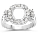 0.73 Carat Genuine White Diamond 14K White Gold Semi Mount Ring - holds 8x8mm Cushion Gemstone-2