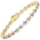 14K Yellow Gold Plated 4.59 Carat Genuine Tanzanite .925 Sterling Silver Bracelet-1