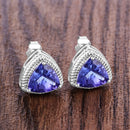 4.24 Carat Genuine Tanzanite 14K White Gold Earrings-2