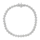 .925 Sterling Silver 1.0 Cttw Miracle Set Diamond Heart-Link 7" Tennis Bracelet (I-J Color, I2-I3 Clarity)-3