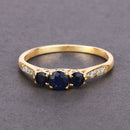0.56 Carat Genuine Blue Sapphire and White Diamond 14K Yellow Gold Ring-4