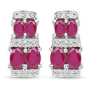 3.20 Carat Glass Filled Ruby .925 Sterling Silver Earrings-1