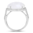 7.33 Carat Genuine White Rainbow Moonstone And White Topaz .925 Sterling Silver Ring-2