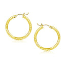10k Yellow Gold Diamond Cut Hoop Earrings (20mm)-1
