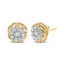 10K Yellow Gold Plated .925 Sterling Silver 1/2 Cttw Diamond Cluster Stud Earrings (J-K Color, I2-I3 Clarity)-2