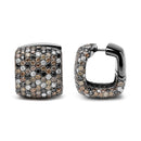 Black Rhodium Plated 18K White Gold 12 5/8 Cttw Multi Color Diamond Square Domed Huggie Hoop Earrings  (Brown, Black, G-H Color, SI1-SI2 Clarity)-3