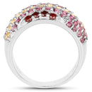 2.35 Carat Genuine Multi Stone .925 Sterling Silver Ring-2