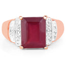 14K Rose Gold Plated 4.26 Carat Genuine Glass Filled Ruby and White Topaz .925 Sterling Silver Ring-3