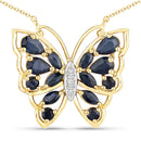 2.94 Carat Genuine Blue Sapphire and White Zircon .925 Sterling Silver Necklace-1