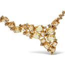 18K Yellow Gold 1/2 Cttw Brown Diamond and Multi-Size Oval Yellow Sapphire Cluster Cascade Station Necklace (Brown Color, SI1-SI2 Clarity) - Adjustable up to 14" to 16"-3