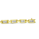 10K Yellow Gold 2.0 Cttw Invisible-Set Princess Cut Diamond Rectangular Link Bracelet (I-J Color, SI2-I1 Clarity) - 7"-4