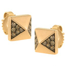 14K Rose Gold 1/4 Cttw Brown Diamond Pyramid Stud Earring (Brown Color, SI1-SI2 Clarity)-3