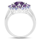 2.19 Carat Genuine Amethyst and Tanzanite .925 Sterling Silver Ring-2