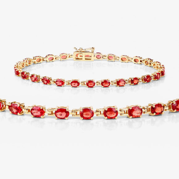 7.00 Carat Genuine Orange Sapphire 14K Yellow Gold Bracelet