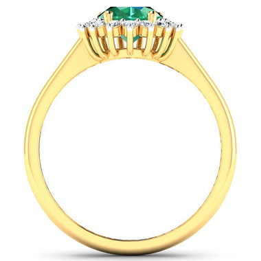 1.87 Carat Genuine Zambian Emerald and White Diamond 14K Yellow Gold Ring - 0