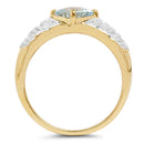 14K Yellow Gold Plated 1.70 Carat Genuine Blue Topaz .925 Sterling Silver Ring-2