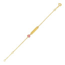 14k Yellow Gold 5 1/2 inch Childrens ID Bracelet with Enameled Heart-1