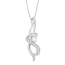 Espira 10K White Gold 1/5 cttw Round Cut Diamond Swirl Pendant Necklace (J-K, I1-I2)-2