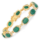 15.06 Carat Dyed Emerald and White Diamond .925 Sterling Silver Bracelet-1