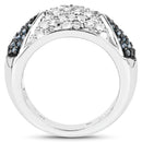 0.94 Carat Genuine Blue Diamond and White Diamond .925 Sterling Silver Ring-2