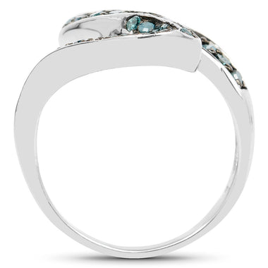 0.76 Carat Genuine Blue Diamond .925 Sterling Silver Ring - 0