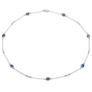 6.43 Carat Genuine Blue Sapphire and White Diamond .925 Sterling Silver Necklace-1