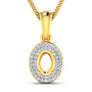 0.17 Carat Genuine White Diamond 14K Yellow Gold Semi Mount Pendant - holds 7x5mm Oval Gemstone-1