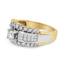 14K Yellow and White Gold 1 1/2 Cttw Round and Princess-Cut Diamond Band Ring (H-I Color, SI2-I Clarity)-2