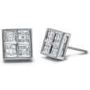 14K White Gold 1/2 Cttw Princess Diamond Composite Box Shape Milgrain Stud Earrings (H-I Color, SI1-SI2 Clarity)-2