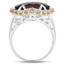 9.58 Carat Genuine Smoky Quartz and Citrine .925 Sterling Silver Ring-2