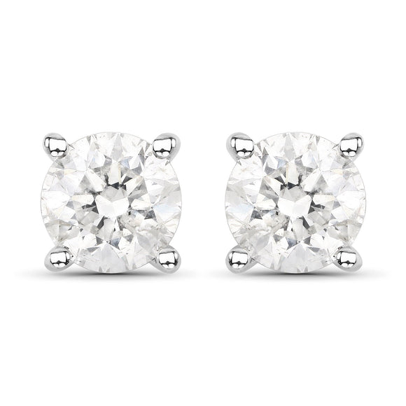 0.80 Carat Genuine White Diamond 14K White Gold Earrings