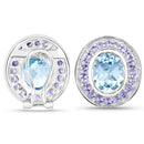 6.30 Carat Genuine Blue Topaz and Tanzanite .925 Sterling Silver Earrings-3