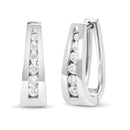 14K White Gold 1/4 Cttw Channel-Set Brilliant Round-Cut Diamond Hoop Earrings (H-I Color, I1-I2 Clarity)-2
