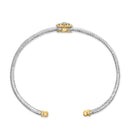 18K Yellow Gold Plated .925 Sterling Silver Diamond Accent  and Fleur Di Lis Medallion Bangle Bracelet (I-J Color, SI1-SI2 Clarity) - 7.25 Inches-3