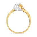 10K Yellow and White Gold 1/10 Cttw Baguette and Round-Cut Diamond Bypass Ring (I2 Color, H-I Clarity) - Size 7-4