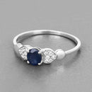 0.44 Carat Genuine Blue Sapphire and White Diamond 14K White Gold Ring-4