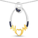 0.18 Carat Genuine Blue Sapphire .925 Sterling Silver Pendant-1