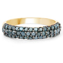 14K Yellow Gold Plated 0.65 Carat Genuine Blue Diamond .925 Sterling Silver Ring-3