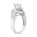 14K White Gold 1 1/4 Cttw Pie, Baguette and Princess cut Diamond Marquise Shape Engagement Cocktail Ring (H-I Color, SI2-I1 Clarity)-4