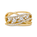 10K Yellow Gold 1/2 Cttw Round-Cut Multi Row Diamond Split Shank Cocktail Ring (H-I Color, SI2-I1 Clarity) - Size 7-2