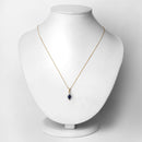 0.92 Carat Genuine Blue Sapphire and White Diamond 14K Yellow Gold Pendant-2