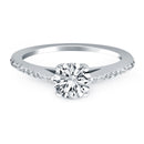 14k White Gold Micro Prong Diamond Cathedral Engagement Ring-2